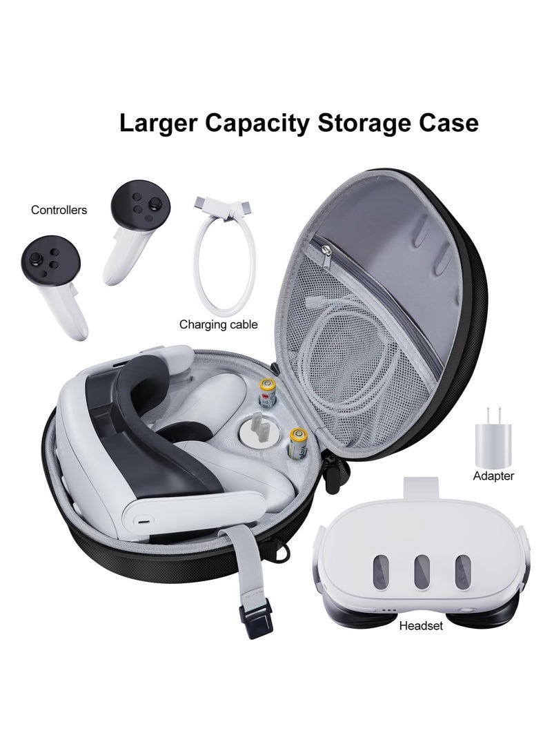 اكسيسن حقيبة حمل صلبة لسماعات الرأس كويست 3، حقيبة حمل صلبة لسماعات الرأس للواقع الافتراضي لملحقات كويست 3، مناسبة للسفر والتخزين المنزلي (أسود) - Image 4
