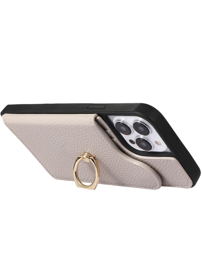 Suteni Ring Buckle Back Cover Card Slots Leather Phone Case for iPhone - Image 3