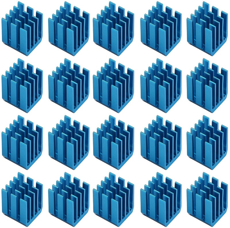 Easycargo 30pcs 3D Printer Heatsink Kit + 3M 8810 Thermal Adhesive Tape, Anodized Aluminum Heatsink 3D Printer Cooler for Cooling TMC2130 TMC2100 A4988 DRV8825 TMC2208 Stepper Motor Driver Module