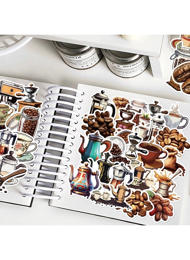 50-Piece Coffee and Coffee Beans Cartoon Stickers Vinyl Aesthetic Sticker Laptop Stickers for Skateboard Guitar Travel Case Graffiti Sticker Door Luggage Car Bike Bicycle for Kids Teens Girls Adults - Image 5