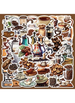 Generic 50-Piece Coffee and Coffee Beans Cartoon Stickers Vinyl Aesthetic Sticker Laptop Stickers for Skateboard Guitar Travel Case Graffiti Sticker Door Luggage Car Bike Bicycle for Kids Teens Girls Adults  - Image 2