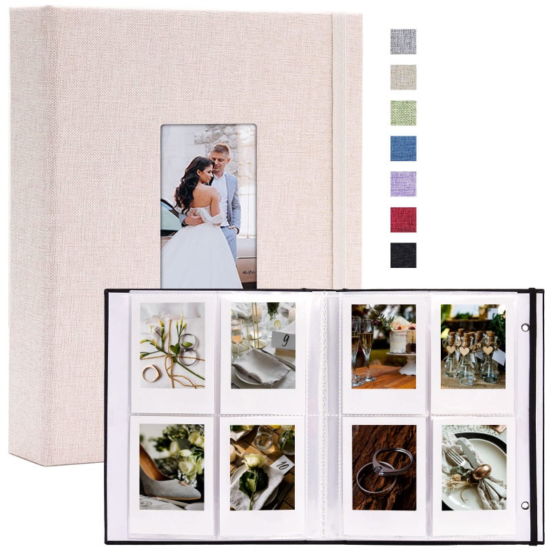 Vienrose Mini Polaroid Photo Album Book 208 Pocket 2x3 Inch Pictures for Fujifilm Instax Mini 7s 8 9 11 25 26 40 50s 90 Evo Z2300 Instant Camera  Polaroid Snap Beige 1 Pack - Image 1