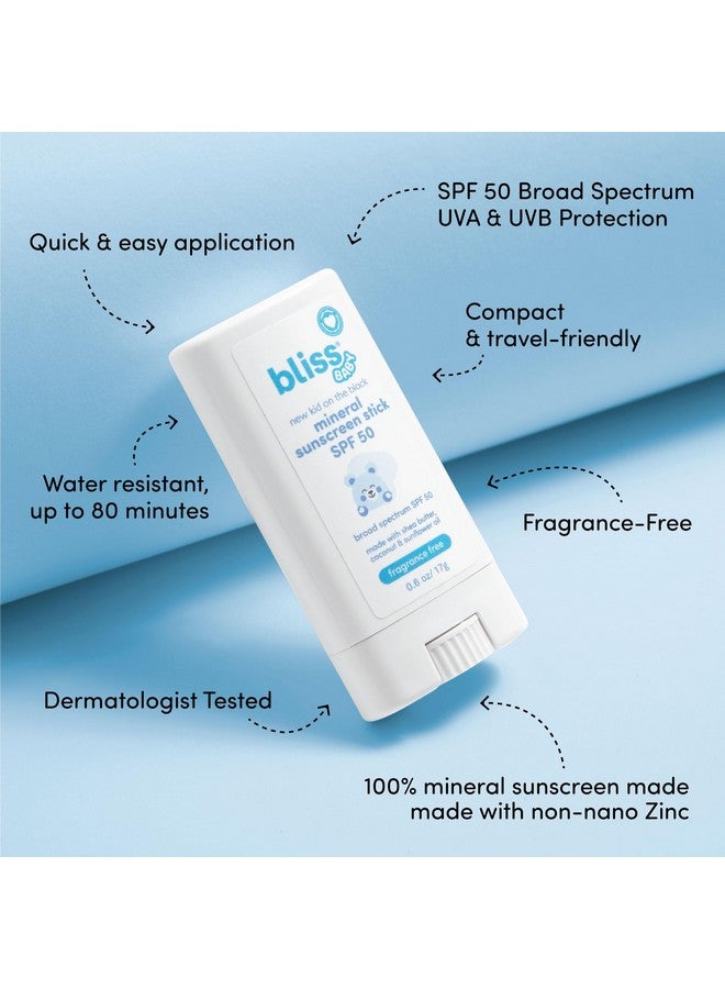 Bliss Baby Mineral Sunscreen Stick, Premium SPF 50, Natural Zinc Oxide, Fragrance-Free, Hypoallergenic & Dermatologist Tested, Water-Resistant, Vegan, Sensitive Skin - For Babies, Kids & Whole Family - Image 2