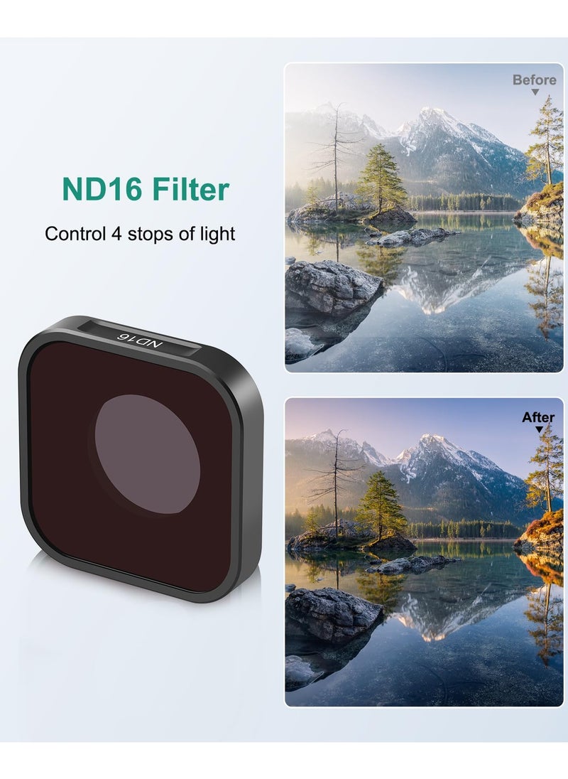 SYOSI مرشح عدسة كاميرا الحركة ND8 ND16 ND32، متوافق مع GoPro Hero12 Hero11 Hero10 Hero 9 أسود، زجاج بصري عالي الدقة متعدد الطبقات / إطار ألومنيوم رفيع للغاية لملحقات GoPro  - Image 5