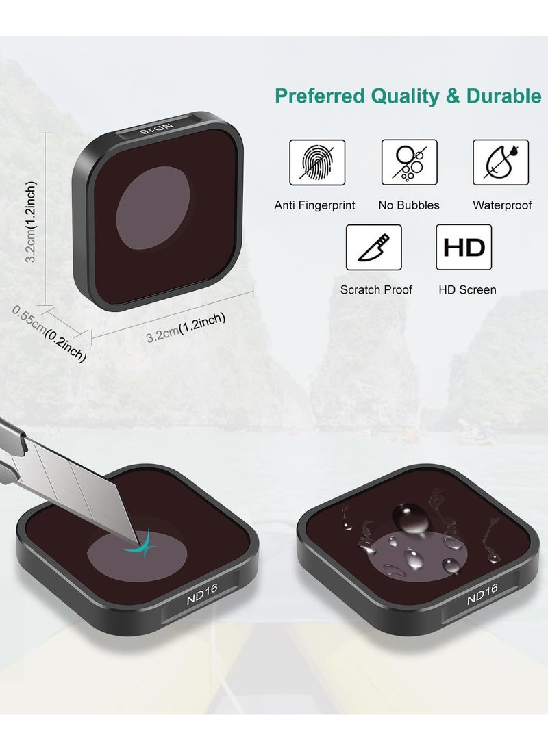 SYOSI مرشح عدسة كاميرا الحركة ND8 ND16 ND32، متوافق مع GoPro Hero12 Hero11 Hero10 Hero 9 أسود، زجاج بصري عالي الدقة متعدد الطبقات / إطار ألومنيوم رفيع للغاية لملحقات GoPro  - Image 2