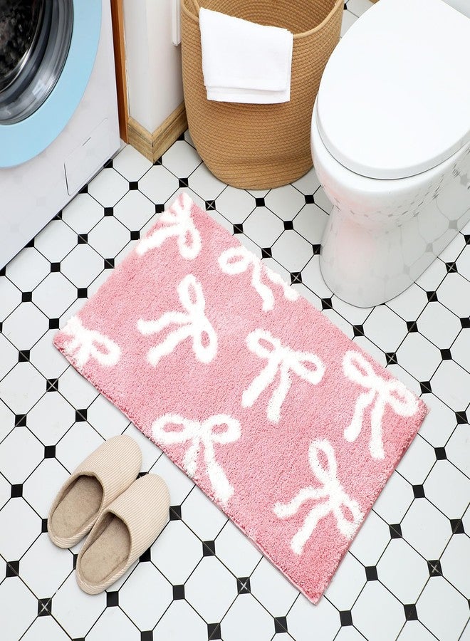Tinideya Pink Bow Bathroom Rug Coquette Cute Bath Mat for Bathroom 20 x 32 inch Non Slip Absorbent Bow Bath Mat for Front Door, Kitchen Bedroom Decor - Image 5