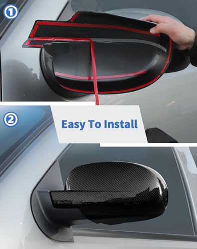 DSWSQ Rearview Mirror Fully Caps Covers Compatible with 2007-2014 Chevy Silverado GMC Sierra Avalanche Tahoe Suburban Yukon Escalade ESV Left Right Side View Mirror Cover Caps, Carbon Fiber - Image 4