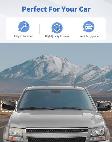 DSWSQ Rearview Mirror Fully Caps Covers Compatible with 2007-2014 Chevy Silverado GMC Sierra Avalanche Tahoe Suburban Yukon Escalade ESV Left Right Side View Mirror Cover Caps, Carbon Fiber - Image 3