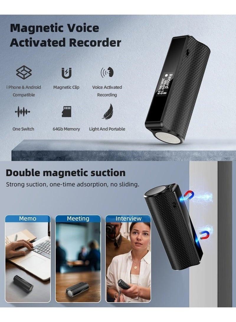 LAESO 64G Magnetic Voice Recorder with AI-Intelligent Triple Noise Reduction,25 Days Continuous Recording Device,Voice Activated Audio Recorder,Digital Voice Recorder for Meetings/Interviews/Classroom… - Image 3