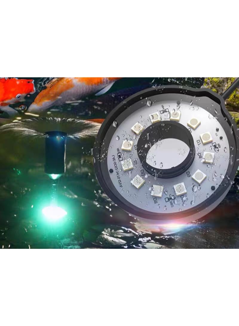 GRECH SunSun CED-105 2W LED Automatic Color Changing Pond Ring Fountain Light – IP68 Waterproof Submersible & Surface Mounted Decorative Fountain Lamp - Image 5