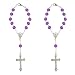 ZIMISI 2PCS Car Rosary for Rearview Mirrors Cross for Car Mirror Hanging Accessories Medal and Cross Rear View Mirror Charm Universal Hanging Ornament Pendant for Women Purple - Image 2