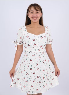 Women’s Cherry & Polka Dot Print Swing Dress in Cherrish Crème Cherry