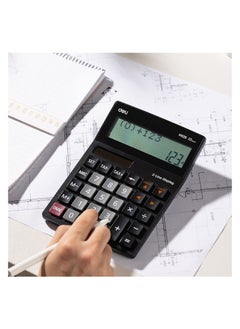 Deli Deli EM126 Desktop Calculator | 12 Digits | Solar & AAA Battery Powered | Tax Function & 2-Line Display | Green | Ideal for Business & Accounting Use (1PCS/Color Box)  - Image 5