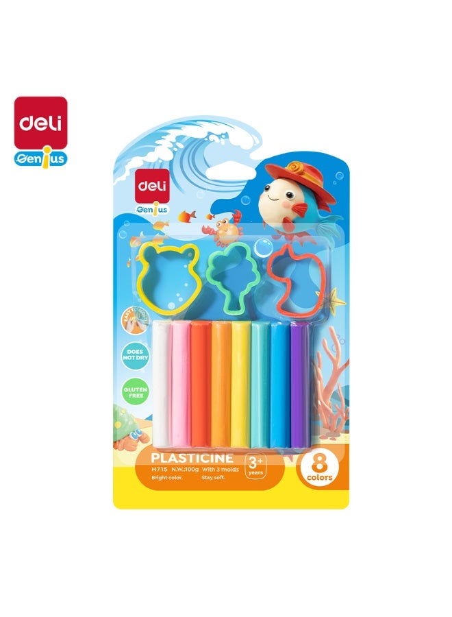 Deli EH715 Plasticine 鈥?8 Bright Colors, Skin-Friendly, Non-Sticky, Soft Texture for Creative Modeling - Image 1
