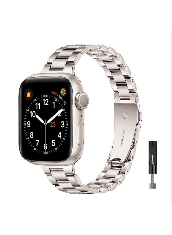 O Ozone - Thin Metal Band For Apple Watch 38mm 40mm 41mm 42mm for Women, Replacement Wristband Straps for iWatch Series 10 9 8 7 6 5 4 3 2 1 SE- Starlight - Image 1