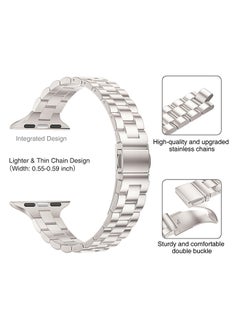 O Ozone Thin Metal Band For Apple Watch 38mm 40mm 41mm 42mm for Women, Replacement Wristband Straps for iWatch Series 10 9 8 7 6 5 4 3 2 1 SE- Starlight  - Image 3
