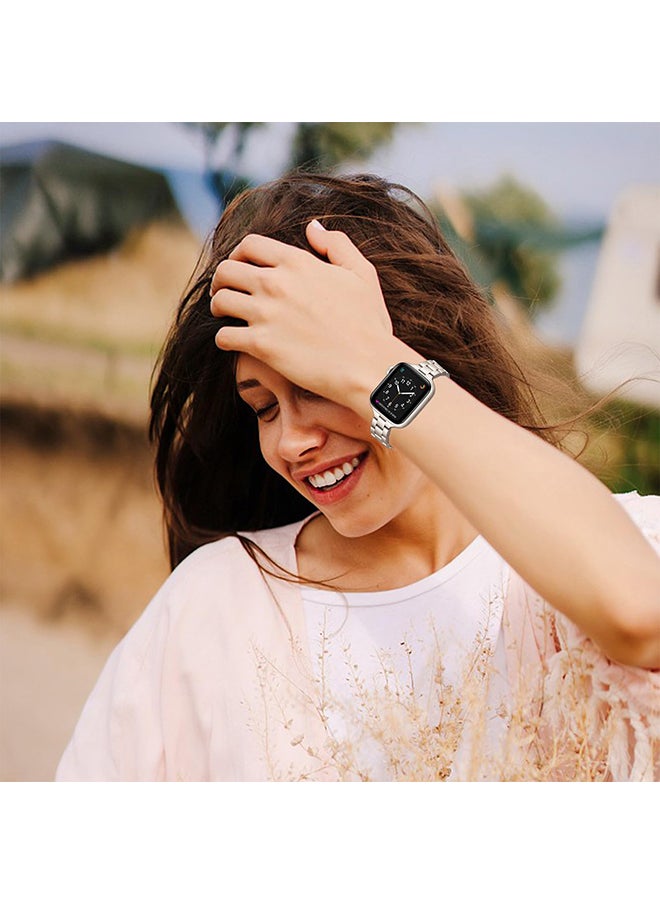 O Ozone - Thin Metal Band For Apple Watch 38mm 40mm 41mm 42mm for Women, Replacement Wristband Straps for iWatch Series 10 9 8 7 6 5 4 3 2 1 SE- Starlight - Image 1