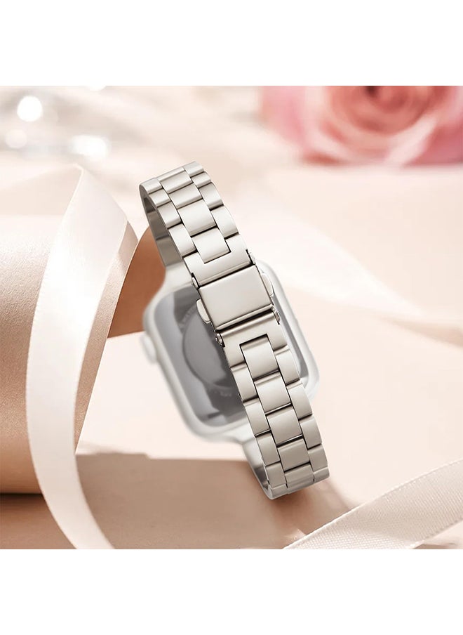 O Ozone - Thin Metal Band For Apple Watch 38mm 40mm 41mm 42mm for Women, Replacement Wristband Straps for iWatch Series 10 9 8 7 6 5 4 3 2 1 SE- Starlight - Image 1