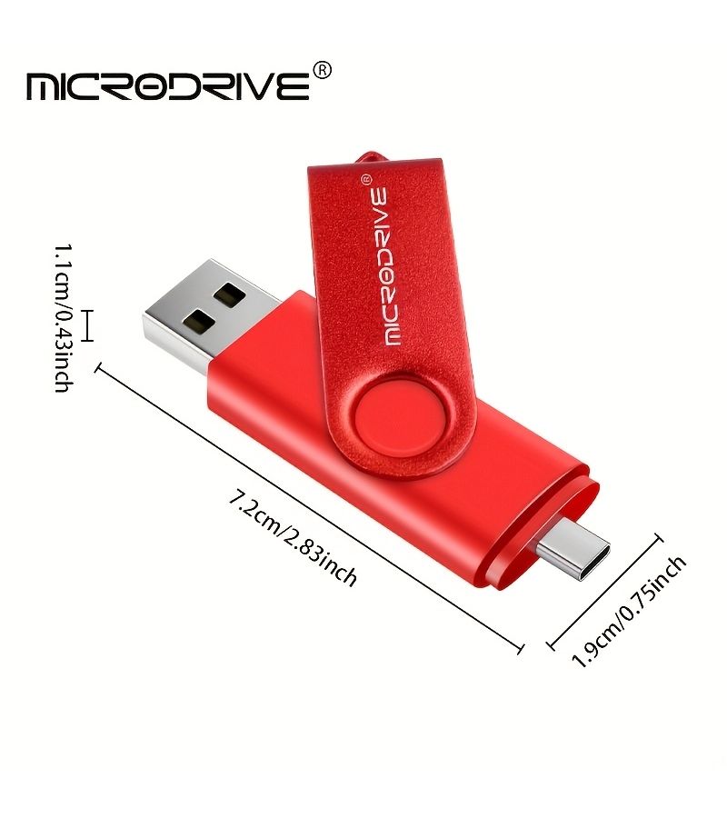 Microdrive Type C USB 2.0 High Speed Flash Drive 256MB 360 Degree Free Rotation Black Compatible With Various Devices - Image 3