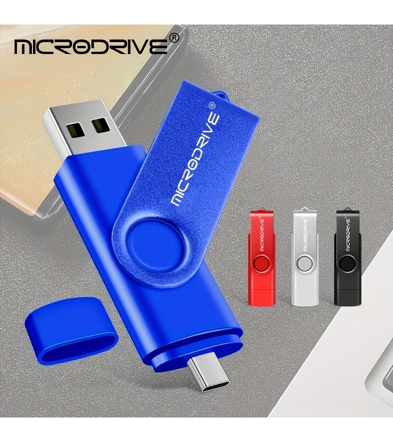 Microdrive Type C USB 2.0 High Speed Flash Drive 256MB 360 Degree Free Rotation Black Compatible With Various Devices - Image 1