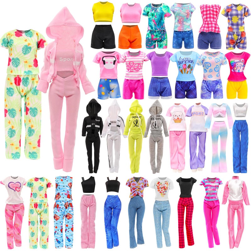 Barwa 10 Sets Doll Clothes Hooded Sports Suit Casual Outfits Tops and Pants Doll Pajamas for 11.5 inch Girls Dolls - Image 1