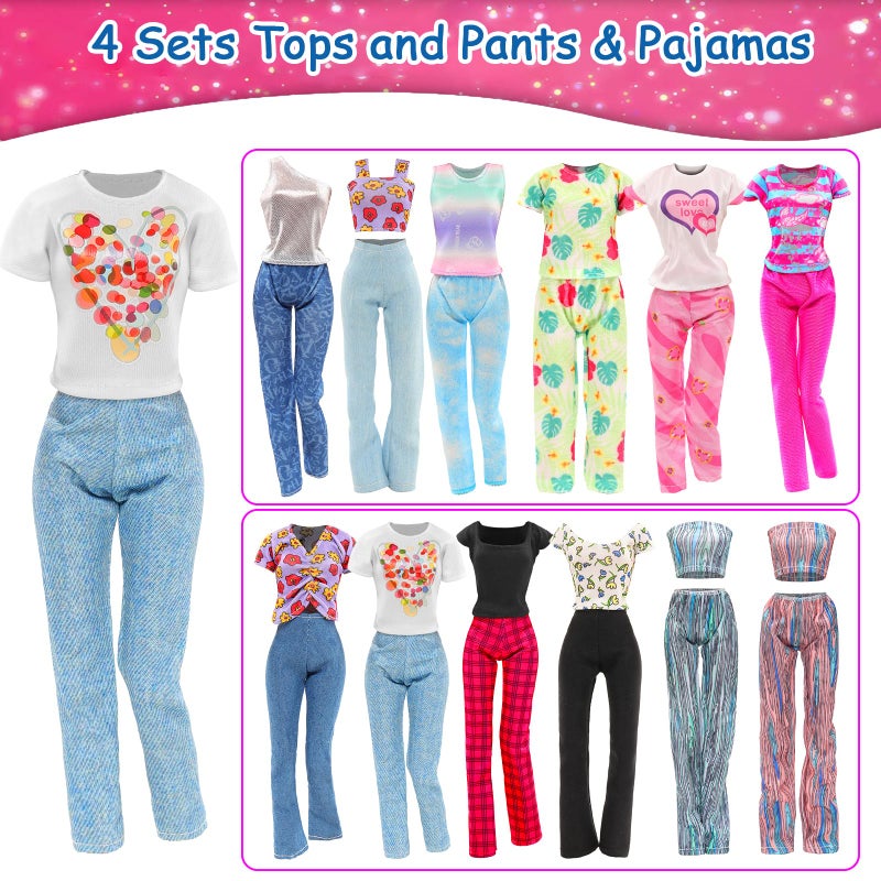 Barwa 10 Sets Doll Clothes Hooded Sports Suit Casual Outfits Tops and Pants Doll Pajamas for 11.5 inch Girls Dolls - Image 4