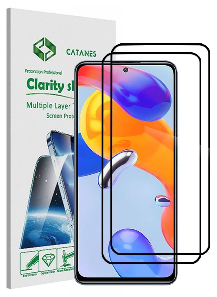 CATANES 2 Pack For Xiaomi Redmi Note 11 Pro 5G Screen Protector Tempered Glass Full Glue Back - Image 1
