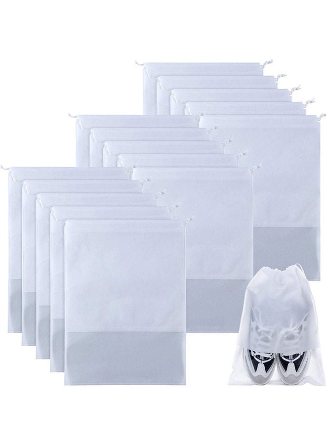 15-Piece Non-Woven Dust Proof Travel Shoe Bags White 32x44cm  - Image 1