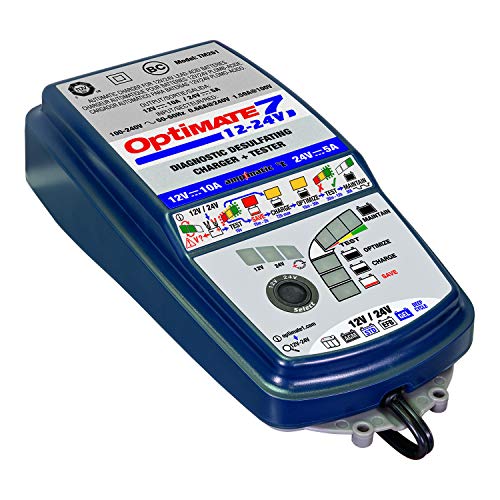 Tecmate OptiMATE 7 12V/24V, TM-261, 8-step 12V 10A / 24V 5A sealed battery saving charger & maintainer - Image 1