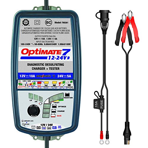 Tecmate OptiMATE 7 12V/24V, TM-261, 8-step 12V 10A / 24V 5A sealed battery saving charger & maintainer - Image 5