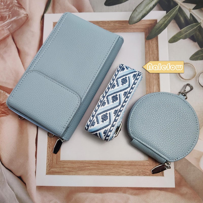 Nalefow Crossbody Bags for Women Cell Phone Purses with Crossbody Strap and Wallet PU Leather Phone Bags Purses with Strap Wallet (Blue Vertical) - Image 2