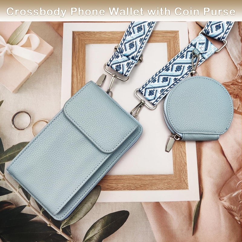 Nalefow Crossbody Bags for Women Cell Phone Purses with Crossbody Strap and Wallet PU Leather Phone Bags Purses with Strap Wallet (Blue Vertical) - Image 3