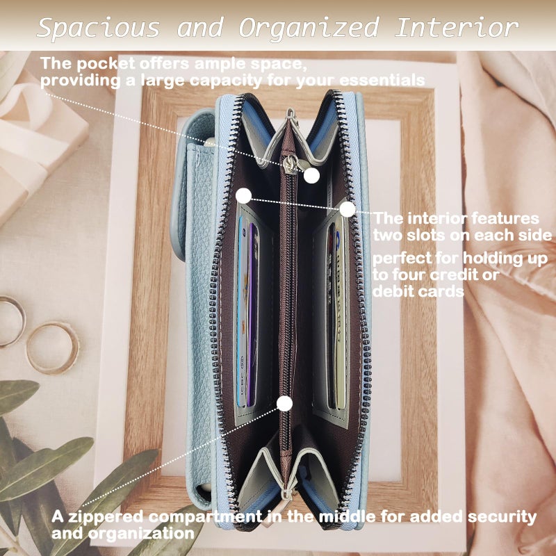Nalefow Crossbody Bags for Women Cell Phone Purses with Crossbody Strap and Wallet PU Leather Phone Bags Purses with Strap Wallet (Blue Vertical) - Image 5