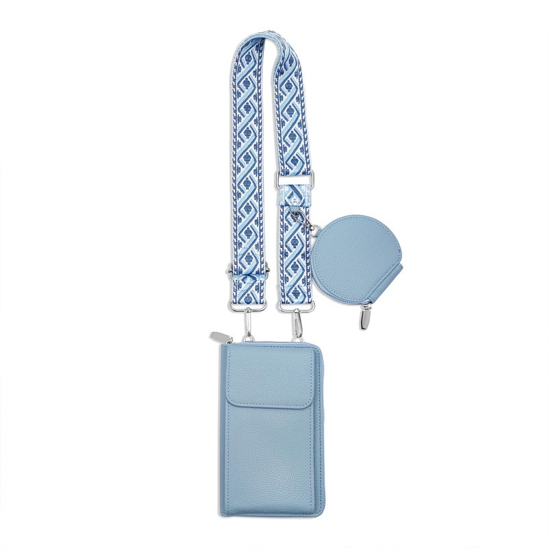 Nalefow Crossbody Bags for Women Cell Phone Purses with Crossbody Strap and Wallet PU Leather Phone Bags Purses with Strap Wallet (Blue Vertical) - Image 1