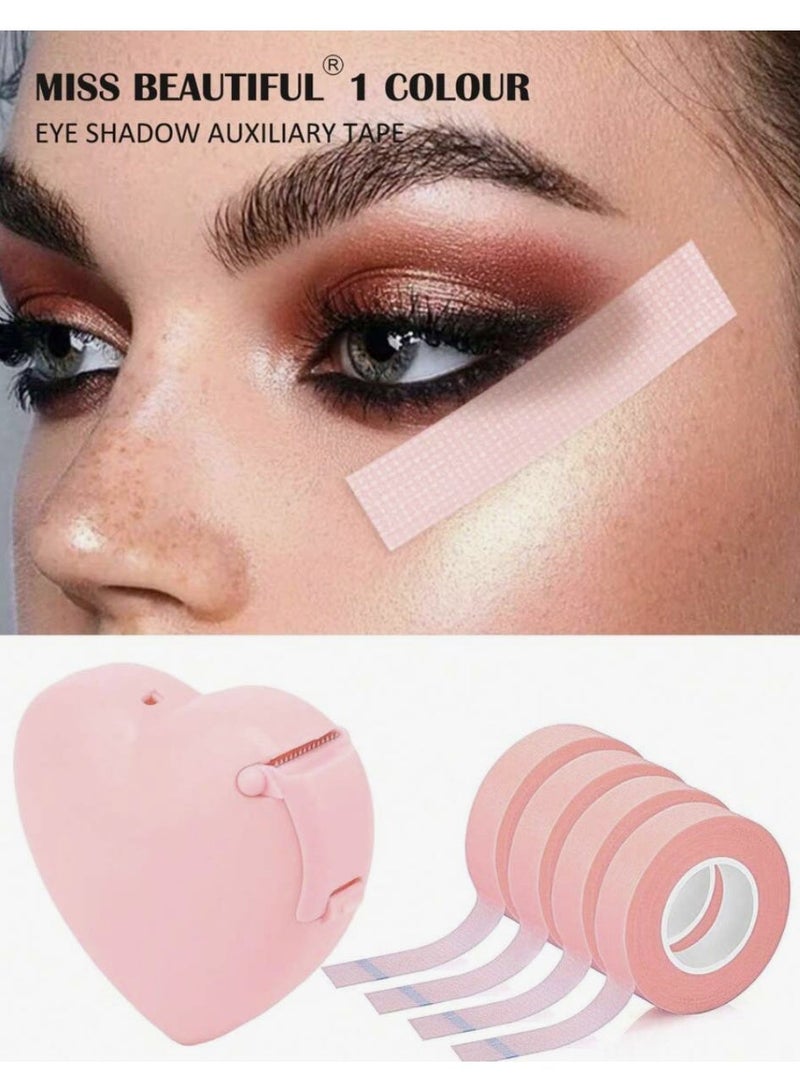 5 Pcs Eye Makeup Tape Strips with Cutter, Breathable Lash Isolation Tape for Eyelash Extension, Eyeliner & Eyeshadow Guide Stickers, Low-Irritation, Travel Beauty Tool Set - Image 1