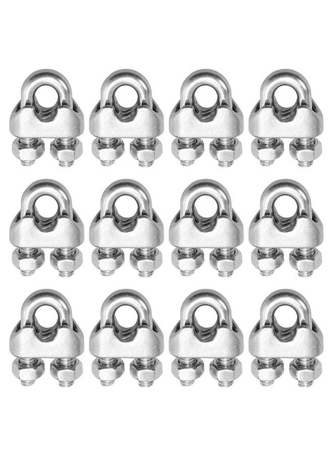 Hulless 1/4 Inch 6mm Wire Rope Clamps Clip 304 Stainless Steel Cable Clip Fastener 12 Pcs - Image 1