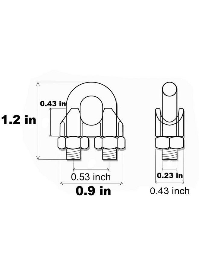 Hulless 1/4 Inch 6mm Wire Rope Clamps Clip 304 Stainless Steel Cable Clip Fastener 12 Pcs - Image 3
