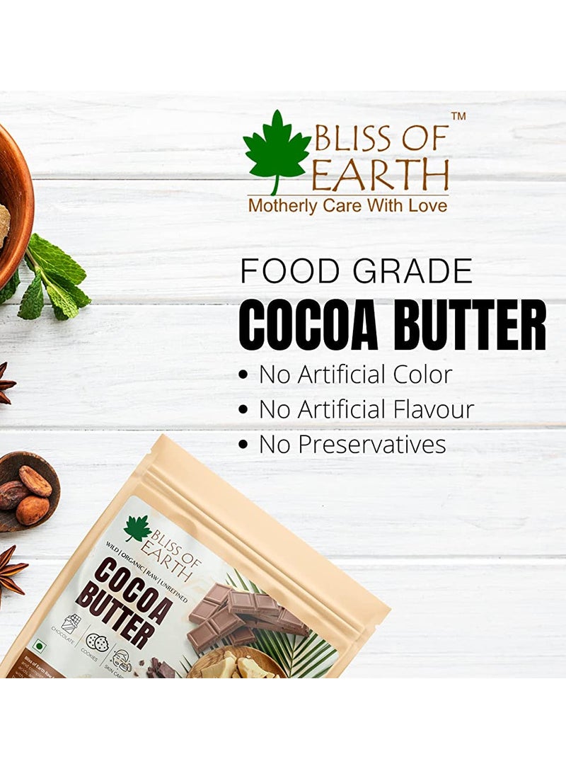 BLISS OF EARTH Pure Organic Cocoa Butter Raw Unrefined African Cocoa Butter Great for Face Skin Body Lips and DIY products 500g  - Image 2