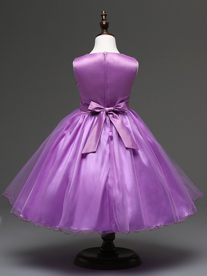 DreamHigh Sequined Flower Girls Party Dress (8, Purple) - Image 2