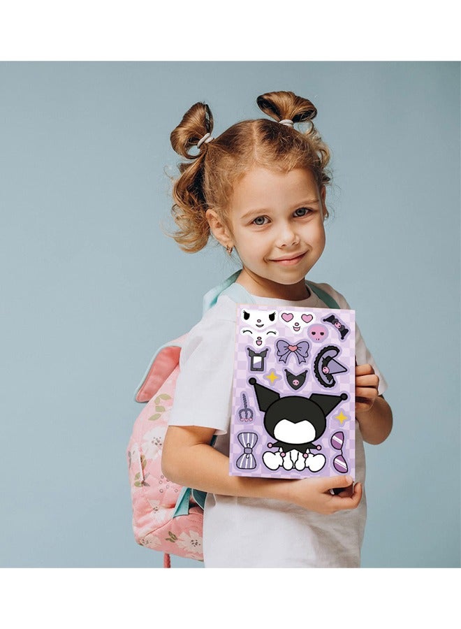 16 قطعة من ملصقات اصنع وجهًا، ملصقات ذات طابع كرتوني سانريو، مصنوعات كتب للأطفال، هدايا لوازم الحفلات DIY اصنع ملصقاتك الخاصة، لمكافأة هدايا عيد الميلاد (8 أنماط، 16 قطعة) - Image 5