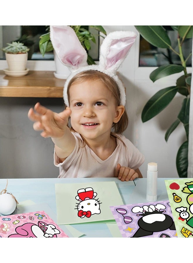 16 قطعة من ملصقات اصنع وجهًا، ملصقات ذات طابع كرتوني سانريو، مصنوعات كتب للأطفال، هدايا لوازم الحفلات DIY اصنع ملصقاتك الخاصة، لمكافأة هدايا عيد الميلاد (8 أنماط، 16 قطعة) - Image 4