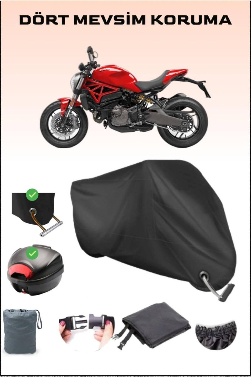 Breen Ducati Monster 821 Rear Bag and Lock Compatible Black Motorcycle Canvas, Safe - Image 1