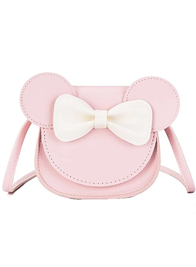 xperry Little Girls Toddlers Mini Crossbody Shoulder Bag Coin Purse with Cute Mouse Ear Bowknot, Pink, One Size - Image 1