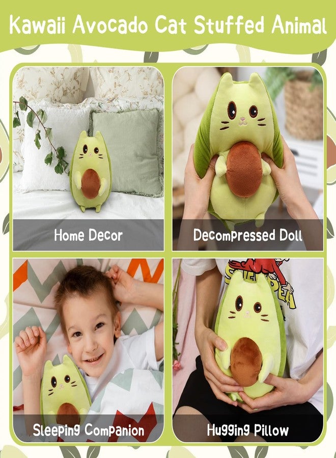 Leokawin دبدوب قطة ليوكاوين على شكل أفوكادو، ألعاب قطنية لطيفة على شكل أفوكادو، دمية قطة خضراء مضحكة وناعمة، هدايا دمى محشوة للأطفال الأولاد والبنات - Image 5