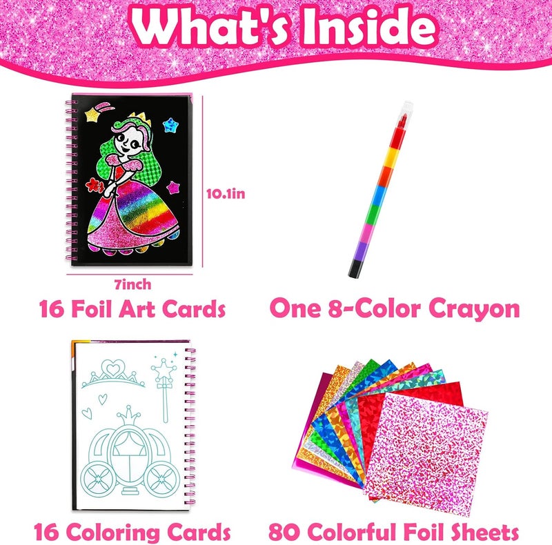 FUNNYB&G Changing environment compatible Foil Art Kit - Foil Crafts for Kids, Toys for Girls 4-10 Years Old, No Mess Travel Essentials, Kids Toys, Girls Gifts, Birthday Gift, Coloring Books for Kids Trendy flexible practical build - Image 5