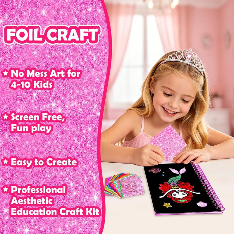 FUNNYB&G Changing environment compatible Foil Art Kit - Foil Crafts for Kids, Toys for Girls 4-10 Years Old, No Mess Travel Essentials, Kids Toys, Girls Gifts, Birthday Gift, Coloring Books for Kids Trendy flexible practical build - Image 3