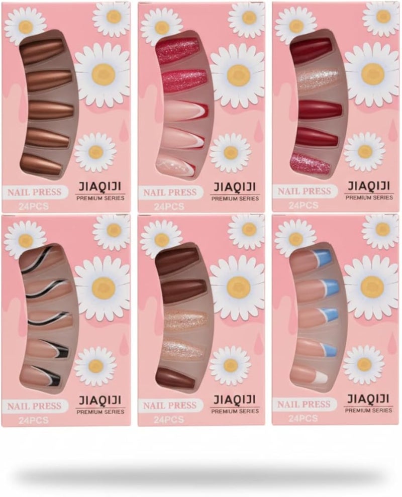 Artificial Press-On Nails â€“ 6 Pack of Stylish, Durable & Reusable Nail Tips