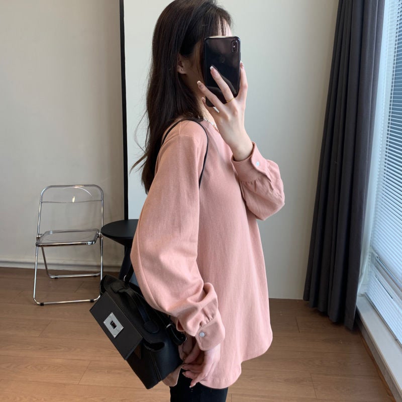 2024 Autumn New Strong Twisted Cotton Long-Sleeved T-Shirt Super Easy To Wear Shirt Sleeve Comfortable Round Neck Pullover - Image 4