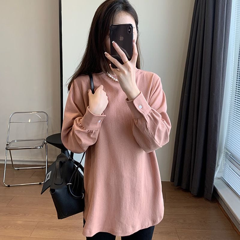 2024 Autumn New Strong Twisted Cotton Long-Sleeved T-Shirt Super Easy To Wear Shirt Sleeve Comfortable Round Neck Pullover - Image 3