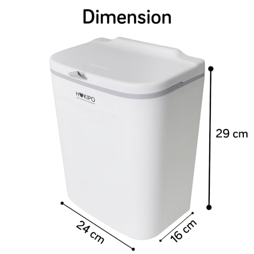 HOKIPO Plastic Hanging/Wall Mounted Dustbin For Bathroom Toilet Kitchen Home Or Office, White, Pack Of 1 (AR3992), Open-Top - Image 5